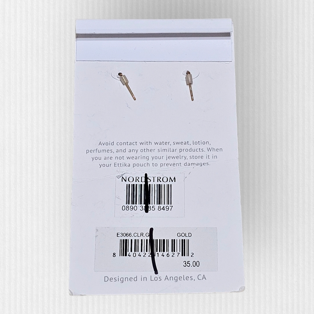 Ettika Crystal Teardrop Threader Gold Minimalist Earrings Women's Jewelry NWT - Picture 6 of 7